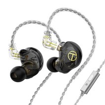 가성비 유선 이어폰 TRN ST2 1BA 1DD 하이브리드 기술 HIFI 베이스 이어, 마이크 포함 블랙