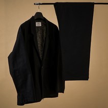어퍼베이직 남성용 린넨셋업 오버핏 블레이저 여름 자켓