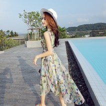여름 비치 보헤미안 원피스 나시 여 작은 키 해변 바캉스-99533