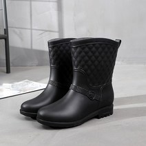 4컬러 퀄팅 패턴 베이직 여성 앵클 레인부츠 레인17여성장화 레인부츠 장마 비 우비, 235mm, 레드