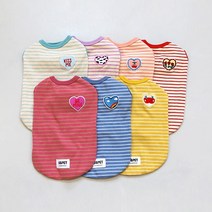 유앤펫 강아지 와펜 스트라이프 나시 티셔츠(5XL~7XL), 레드