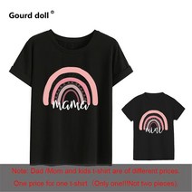 가족사진 의상 패밀리룩 1pc 패션 엄마와 미니 레인보우 프린트 패밀리 매칭 티셔츠 반소매 룩 딸 옷