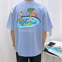 애드매이브 남자 여름 분또 스판 켈리포니아 프린팅 오버핏 반팔티 4컬러 반팔 티셔츠