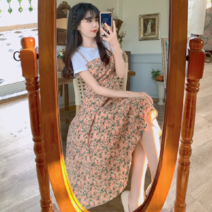 kirahosi 키라호시 527#춘추조임투피스원피스여름복신상잔꽃롱스커트녀 77DH7292