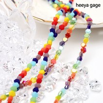 육각 레인보우 비즈 3x4mm 론델 시드 비즈 부자재 팔찌만들기 DIY 실팔찌 공예재료, 무광 레인보우