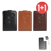 바이어블 1+1 르노 삼성 3버튼 천연 소가죽 스마트키 케이스, 카멜+카멜