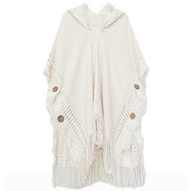 아이엠몽 여성용 캠핑 감성 보헤미안 후드 숄 스웨터 망토 베이툰