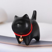 천연 백단향 샌달우드 향 원목 나무 작은 고양이 목조 목각 장식 힐링 행운 재물복 부처님 행운 조각품 테이블 데코 디피 진열 소품 검정 블랙