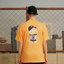 [국내정식매장] 뉴에라 티셔츠 MLB 홈 치어링 파티 스낵 뉴욕 양키스 팝콘 밀크 오렌지 13697650
