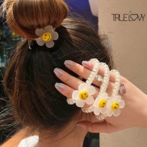 트루러비 노아 스크런치 쉬폰 새틴 똥머리 헤어슈슈 세련된 고급스러운 심플 럭셔리 트렌드 시선집중 사랑스러운 파스텔 전화선 스프링 투명볼 데이지 스마일 꽃 머리 헤어끈