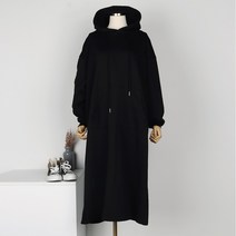 퍼니걸스 9805 오버핏 후드 기모 무지 롱 원피스 여성의류