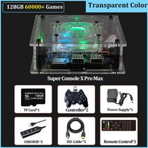 TSINGO Super Console X Pro Max 4K HD TV 비디오 게임 콘솔 PSPPS1N64DC 용 듀얼 시스템 S905X CPU 70000 게임 50 에뮬레이터, 12.128GB wireless white  AU