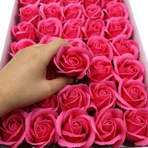 꽃핑크 비누장미 50송이 한박스 꽃대미포함