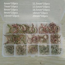 아연 도금 호스 클램프 100 개 스프링 클립 기어 연료 라인 보트 ATVs 오토바이 보관함 포함, 한개옵션0