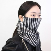 하운드 체크 니트 넥워머 여성 수면 목도리 페이크 목폴라 목도리 목만있는폴라 목티 터틀