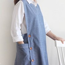 [콩지] 빅사이즈 자수앞치마, 청해지, 1개