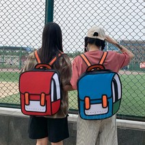폴라도레 만화 카툰 2D 학생 백팩 특이한 가방 스쿨백 XH