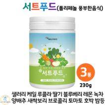 서트푸드 분말 주스 다이어트 폴리페놀 풍부 케일 새싹보리 녹차 양배추 호박 울금 딸기 추출 분말 가루 브로콜리 블루베리 당근 토마토 사과 레몬 팥 밤 추출물 230g, 3통