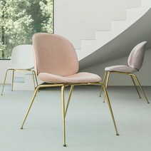 Gubi Beetle Chair 스텐 발 튤립 배색 PP 패브릭 의자, 그레이 패브릭 하프 백