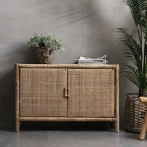 라탄수납장 레트로 보관함 진열장 캐비넷 오픈 도어, F