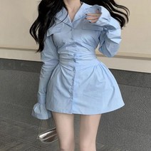 어썸클로젯 엘덴 심플카라 페미닌무드 하객룩 미니원피스