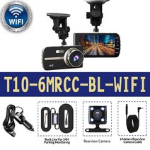 룸미러블랙박스 후방 카메라 자동차 DVR 와이파이이 비디오 레코더 대시캠 듀얼 4인치 170 FHD 1080P G-센, 08 T10-6MRCC-BL-와이파이_02 16G