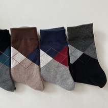 러브앤삭스 남성용 아가일 포인트 패션 중목 정장양말 5켤레 세트