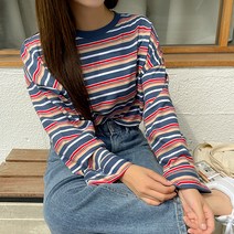 렌뉴 스트라이프 루즈핏 티셔츠 61512 빅사이즈 여성의류