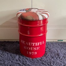 레트로 양동이 스툴 인테리어 쿠션의자 원형 가죽의자, 브라운 커피 빈