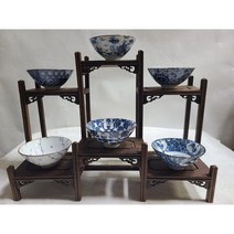 단초마을 청화백자 소다완 좌대포함 잔 지름 8cm 총무게 464g