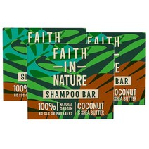 페이스인네이처 Faith in Nature Shampoo Bar 코코넛 & 시어버터 샴푸 바 85g, 3팩