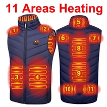 가열 조끼 남자 여성 Usb 자켓 전기 난방 히터 Bodywarmer 겨울, [11] 11 Areas Heat Blue