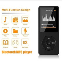 블루투스 MP3 레트로 감성 미니 mp3 플레이어 mp4 전자 책 녹음 펜 fm 라디오 충전 라인 헤드폰이있는 다기능 전자 메모리 카드 스피커, 검은색
