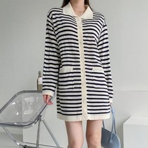 옷자락 [옷자락] 여자 피케 스트라이프 봄니트 원피스