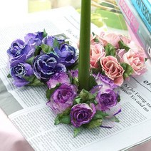 크리스마스장식 리스 캔들링 센터피스 펄 조화 장미 14cm 3색 택1, 핑크
