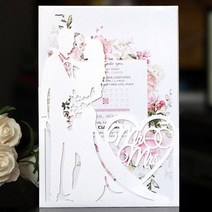 신부와 신랑과 함께 10Pcs 청첩장 사랑의 마음 미스터 부인 패턴 초대 카드 인사말 파티 장식 용품, [03] One Set, [01] White Cover