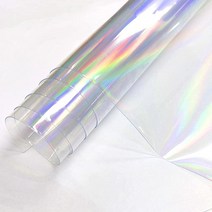 미국발송 제네릭(Generic) 홀로그램 방수 비닐 30.5 x 133.5cm(12 x 53인치) 무지갯빛 투명 필름 레이저 거울 무지개 투명 PVC 리본 주얼리 가방 DIY 공, Holographic-b