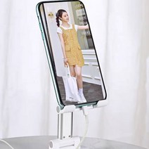 따봉거치대 탁상용 접이식 높이조절 각도조절 휴대폰 태블릿 거치대, 따봉거치대 화이트