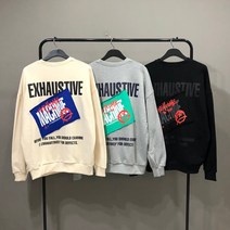 맨스토리 남자 오버핏 머신 패치 레터링 쭈리 맨투맨