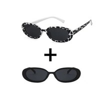 인싸 선글라스 힙한 안경 타원형 선그라스 소무늬 프레임 오벌 스트라이프 블랙 투피스