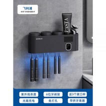 자외선칫솔소독기 스마트살균 펀칭프리 화장실 벽걸이 수납 치컵선반 전동, 테크노 블랙 필립스 살균