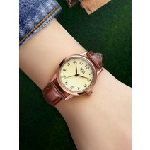 여자시계선물 엄마 워치가죽밴드 중년 노인 여성 할머니 방수 빅 세다 이니셜 어버이날 1619648362, 215 매 금딱지 다크 브라운 밴드