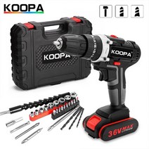 KOOPA TOOL 쓰리인원 미니 무선 리튬 배터리 구동 전기 드릴 임팩트 드릴 36V 2단 속도 25+3 배터리 박스 포함 집에서 사용하기 쉬운 전기 드릴 액세서리, 배터리 1개