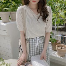 바잉몰 여성 마음편한 린넨 브이넥 반팔 니트 -7color
