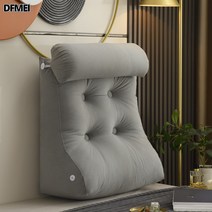 DFMEI 삼각 침대 머리 쿠션 빅 등받이 쿠션 침대 쿠션 소프트백 허리 보호대 거실 소파 다다미 쿠션, 범-할머니 그레이, 길이55cm*높이60cm*두께26cm/원형베개포함