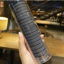 기본 컬러 머리끈 두꺼운 머리 고무줄 매듭없는 헤어 밴드 짱짱한 넓은 헤어끈 20p세트 블랙