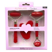 3pcs 세트 얼굴 바디에 대 한 수 지 롤러 마사지 얼굴 관리 롤러 얼굴 마사지 아름다움 건강 마사지도구 비 옥 돌, 빨간색