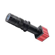 51MP 1080P FHD 디지털 현미경 180X C 마운트 렌즈 HDMI USB 산업용 전자 현미경 카메라 전화 수리 납땜용, 빨간 카메라와 렌즈