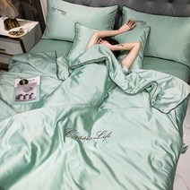 여름 얇은 텐셀 쿨링 실크 이불 3종 침구 세트, 8