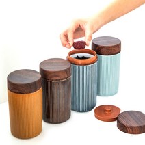 청이 원통 도자기 차통 400ml, 민트